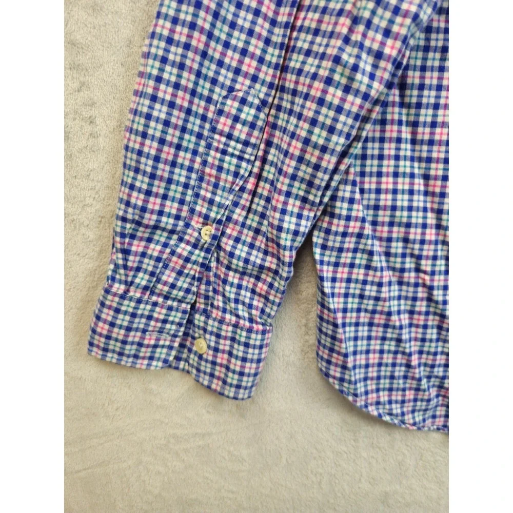 Polo Ralph Lauren Shirt Mens XL Blue Green Pink Gingham Plaid Light Flannel